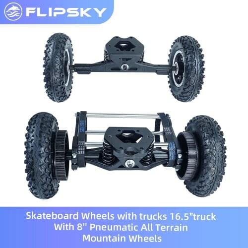 Skateboard Wheels with trucks 16.5"truck With 8'' Pneumatic All Terrain Mountain Wheels and two belt for DIY off road board/ESK8