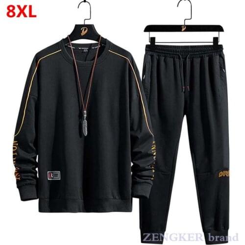 Spring new mens casual sports suit men outfit set fashion trousers two-piece plus size sweater male 8XL track suit men 7XL 8XL