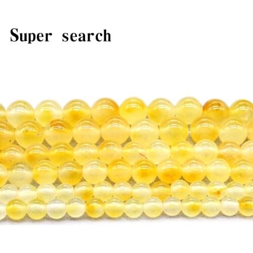 Natural Stone White Yellow Cloud Jades Chalcedony Beads Round Loose Beads For Jewelry Making DIY Bracelet Necklace 15" 6/8/10mm