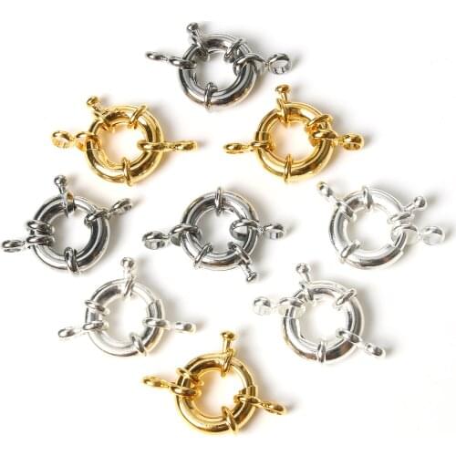 11 13 15mm Golden Spring Clasps Fit Charm Bracelet Necklace End Clasps DIY Jewelry Making Findings Round Sailor Clasps Connector