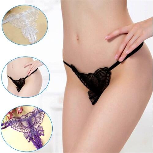 Lace ButterFly Alluring Cortchless Chastity G-String Flirting BDSM panty bandage Open Crotch for women Sex toys Adult product