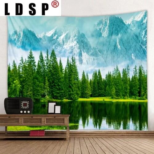 LDSP Sky Forest Lake Beach Mountain Landscape Tapestry Hanging Covering Rugs Background Cloth Beach Mat Blanket Art Bedroom Home