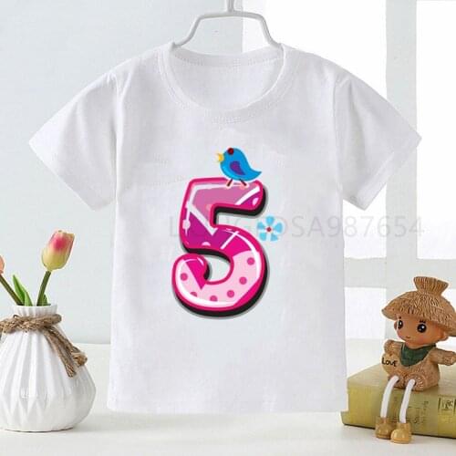 Summer Boys and Girls Printed Birthday T-shirts Cute and Funny Number T-shirts 1-9