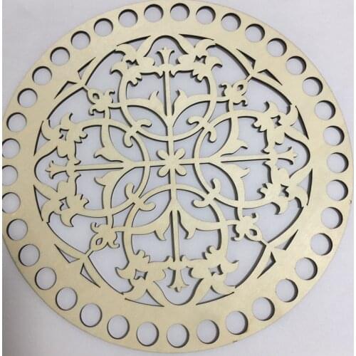 Set of 3pcs 20cm wood bottom crochet knitting diy wood carving disc