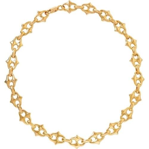 Necklace female wide-sided fashion hollow Cuban necklace couple hip hop necklace clavicle chain pig nose spiked nail necklace