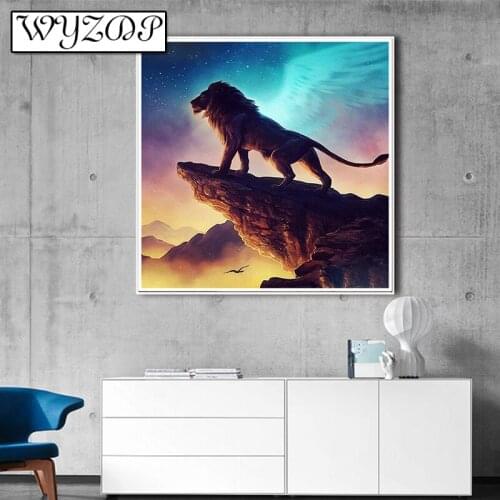5D Diamond painting Lion Picture Full Square/Round Diamond Embroidery Cross stitch Mosaic Gift Kits Home decor 20210208