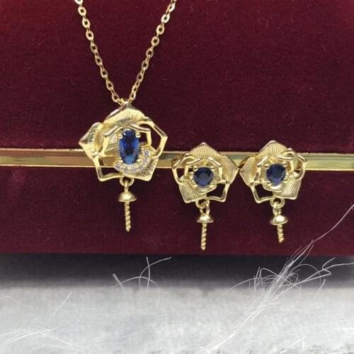 925 Sterling Silver Pendant Earrings Mountings Findings Base Jewelry Set Mounts Settings Parts for Pearls Beads Crystal