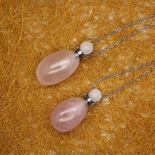 6pcs/lot Natural Stone Rose Quartzss Crystal Point Pendant Pendulum for Necklace women necklace ball design egg shape pendant
