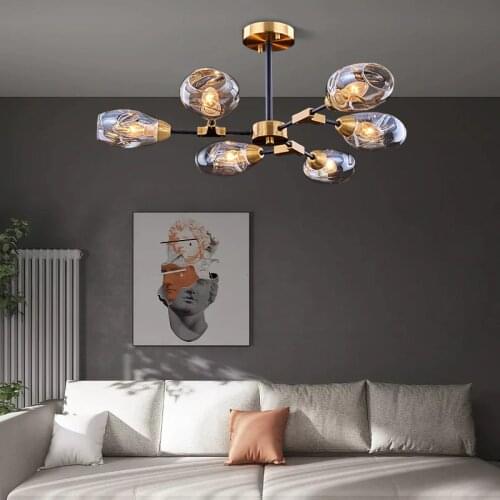 Nordic hanging lights modern living room LED chandelier lighting bedroom glass decoration simple indoor dining room hanging lamp