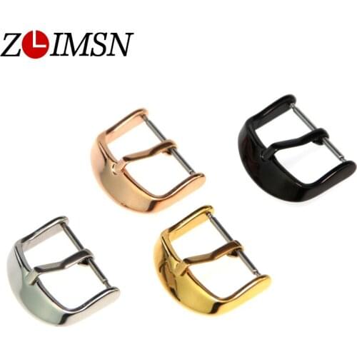 ZLIMSN 5PCS Watch Buckle 16 18 20 22mm Stainless Steel Pure Solid Silver Black Gold Clasp for Watchbands CL147