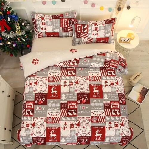 Christmas Bedding Sets Cute Deer Print Duvet Cover Pillowcase 3pcs Twin Queen King Size Bed Clothes For Home