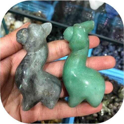 Hand Carved Animal Alpacas Natural Crystal Reiki Healing Feng Shui Gift