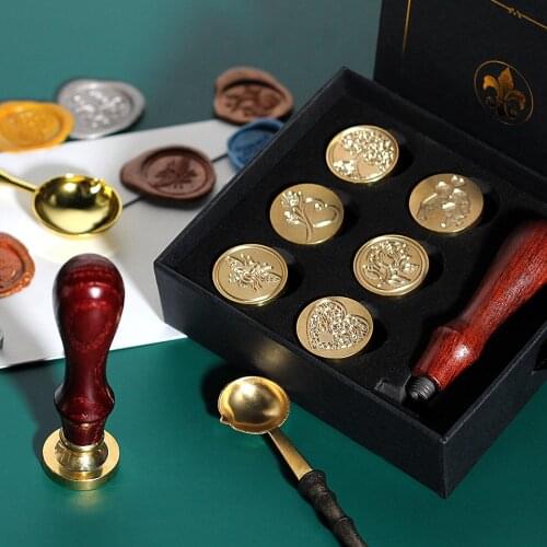 NEW Set Wax Seal Stamp Retro Wood Classic Decoration Valentines Day Merry Christmas Birthday Invitation Antique Seal Stamp