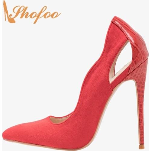 Lipstick Red Blue Snakeskin Stilettos Pumps Woman Pointed Toe High Thin Heels Ladies Dress Shoes Large Size 32 33 Fashion Mature