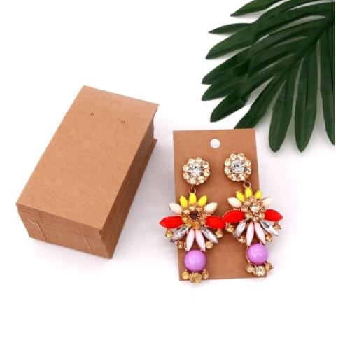 100Pcs 5x9cm Jewelry Display Card Earring Kraft Paper earring card Hang Tag card DIY jewelry stud earring package cards
