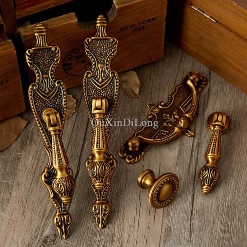 High Quality 10PCS Brass Furniture Handle European Antique Furniture Door Handle Drawer Pulls Kitchen Cabinet Handles & Knobs