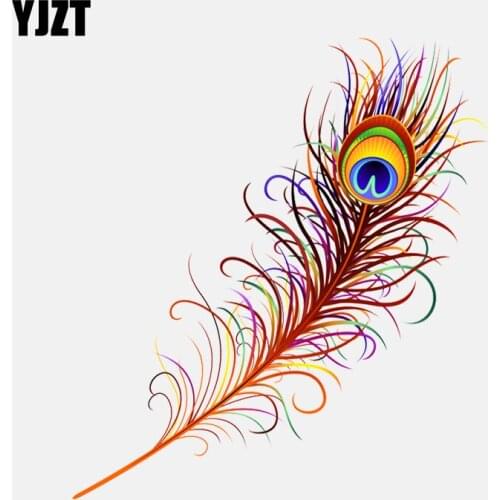 YJZT 14.2CM*15.8CM Beautiful Soft Peacock Feather Decal PVC High Quality Car Sticker 11-01469