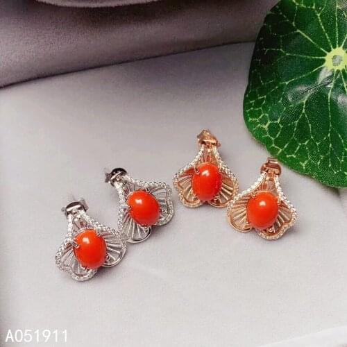 KJJEAXCMY fine jewelry natural red coral 925 sterling silver women earrings new Ear Studs support test classic
