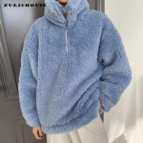 ZURICHOUSE Women Winter Faux Fur Coat Long Sleeve Pullover Female Artificial Lambswool Teddy Bear Coat Casual Loose Outwear