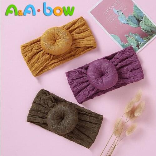 1PCS New Cute Wide Nylon Headbands Trim Nylon Bow Round Bow Head wrap, Knot Nylon Headwear Turban Baby Girls Hair Accesseries