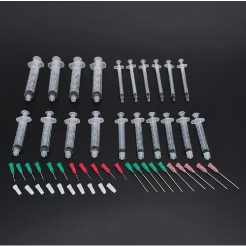 20pcs/set 1ml 3ml 5ml 10ml Syringes Dispensing Luer Lock Syringes For Refilling Measuring E-liquids Polypropylene Needle