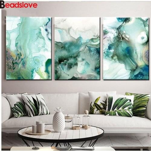 3 Piece diamond Painting Abstract Mint Green Stone Pattern mosaic diamond embroidery Nordic Wall Pictures home Decoracion
