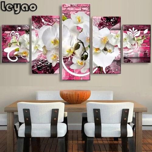 5pc Multi-picture Diamond Painting Orchid 5D DIY Diamond Embroidery Sale Flower Rhinestones Mosaic Craft Kit