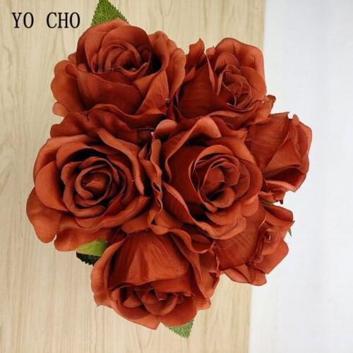 7 Heads/Bouquet Small Roses Artificial Flowers Silk Roses Bouquet Fake Flowers Wedding Home Table Vase Decor Fake Rose Flowers