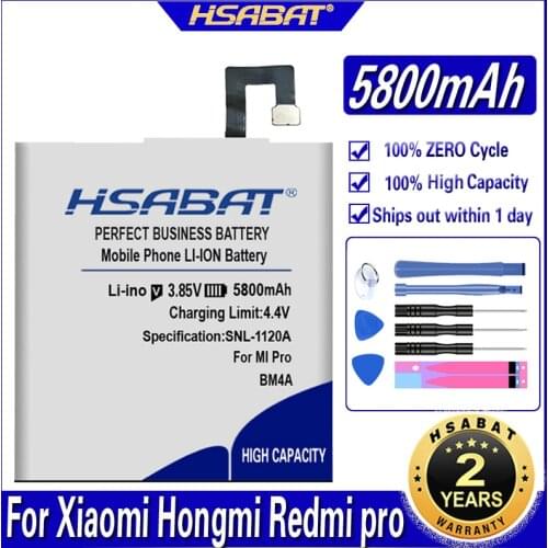 HSABAT 5800mAh BM4A Battery for Xiaomi Hongmi Redmi pro Batteries