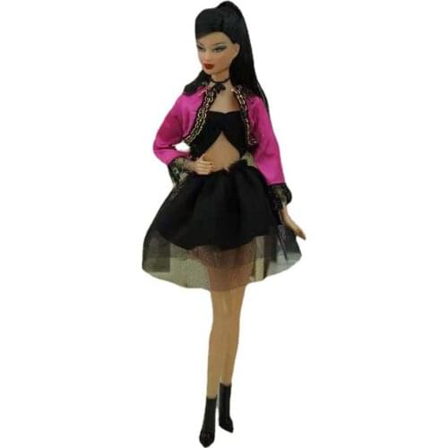 1/6 BJD Accessories Fashion Purple Coat Jacket Black Lace Skirt Bra Doll Outfits Set For Barbie Clothes 11.5" Dollhouse DIY Toys