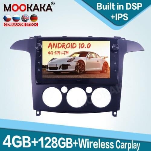 128GB Carplay Android 10.0 Car Multimedia Player for Ford S-MAX 2006 - 2008 Auto Radio GPS Navigation Audio Stereo Head Unit DSP