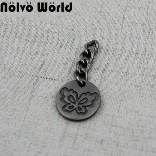 10-50pcs old silver Customize Leather Bag Round Tags chain Leather Luggage tags Personalized baggage tag Customized