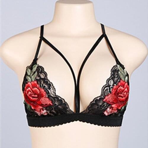 Women Sexy Lace Embroidered Appliques Floral Bralette Bustier Strappy Top Unpadded Bra White Black Bras Free Size Brassiere Lace