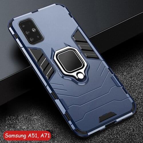 For Samsung Galaxy A51 A 51 Case Armor PC Cover Metal Ring Holder Phone Case For Samsung A71 A 71 Cover Shockproof Hard Bumper