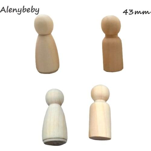 Wood Peg Dolls 43mm People Shape Peg Dolls DIY Crafts Cake Topper Wooden For Family KidS Printed Party Wedding Decoration
