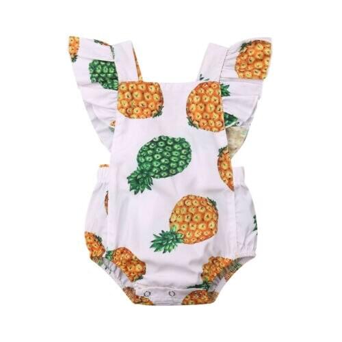 Baby Clothes Newborn Baby Girl Pineapple Sleeveless Ruffle Bodysuit Sunsuit Outfit Clothes Set