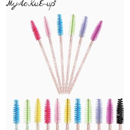Crystal Eyelashes brushes 50 pcs Diamond handle Mascara Wands Applicator Cosmetic Brush Disposable Make Up brushes Tools