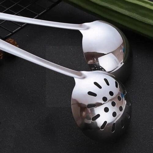 Multifunctional Steel Soup Spoon Slotted Spoon 7 Cm Hot Pot Restaurant Spoon Gadgets Kitchen Long Bing Tableware L7T4