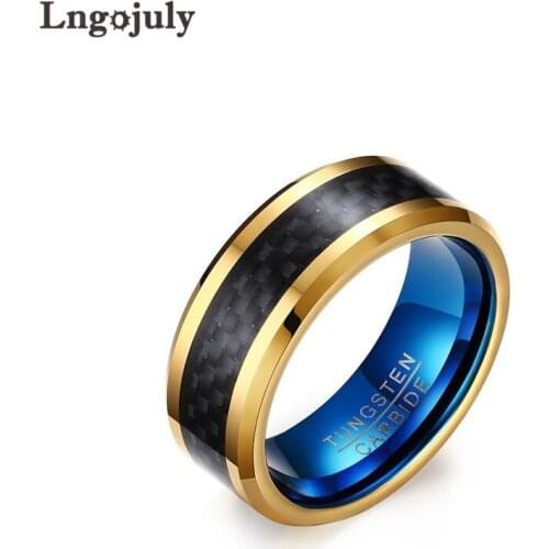 Fashion Mens Ring Tungsten Carbide Rings Wedding Bands For Man Wedding Party Jewelry Engagement Tungsten Blue Inner Ring
