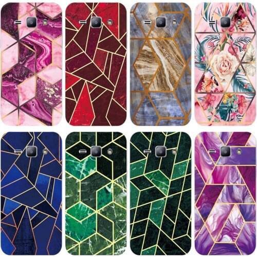 Geometric Marble Soft Phone Case for Samsung Galaxy Core i8260 GT-I8262 Funda Glossy Colorful Silicone Phone Back Cover Shell