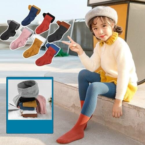 2019 New Autumn Pure Cotton Kids Leggings Patchwork Pattern Children Leggings For Age 3-10 Years Girls Candy Colors Trousers