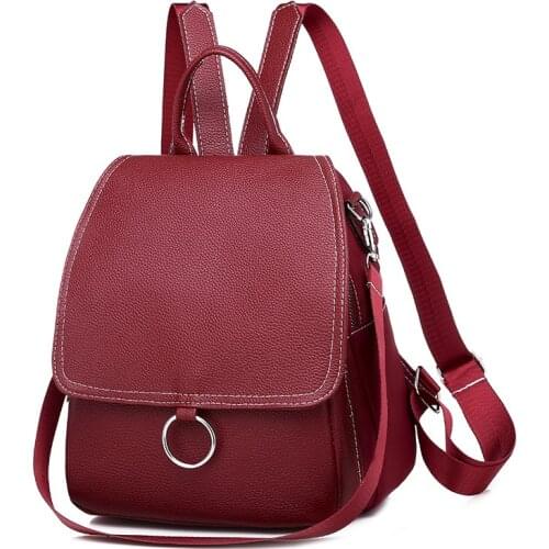 New Women Backpacks PU Leather Teenage Girls Schoolbags Ladies Shoulder Bags Fashion Female Travel Leisure Bags Book Bag Daypack