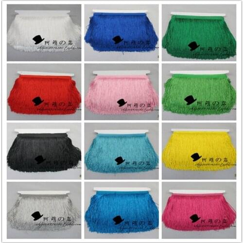 Wholesale 10 yards 15cm Long Fringe Lace Tassel Polyester Lace Trim Ribbon Sew Latin Dress Stage Garment Curtain DIY Accessorie