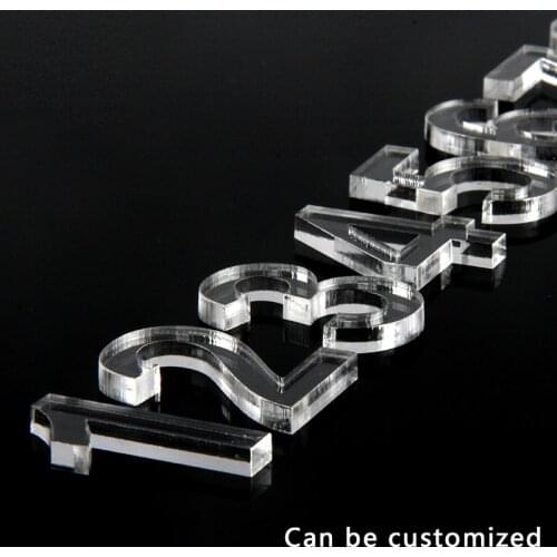 Plexiglass 3D Numeral Door Transparent PMMA 5mm thick Plaque House Drawer Door Label DIY back with glue
