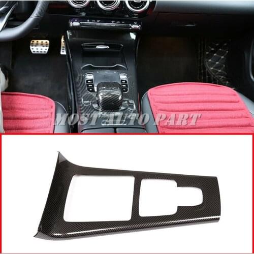 Carbon Fiber Look Interior Console Gear Box Cover Panel For Mercedes Benz A Class W177 2019-2021 1pcs Car Decoration Car Trim