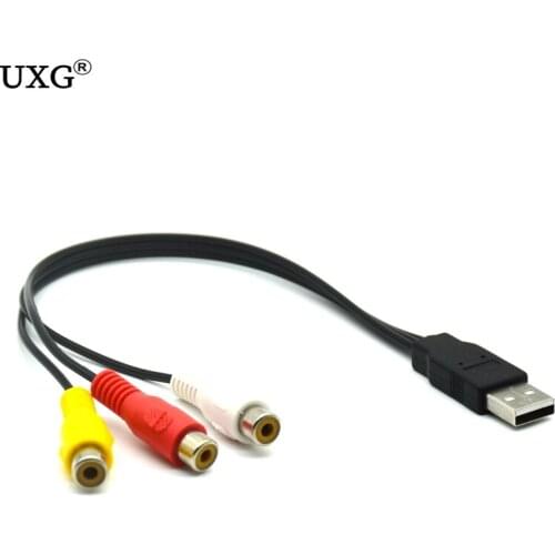 1Pc Usb Male Plug To 3 Rca Female Adapter Audio Converter Video Av A/V Cable Usb To Rca Cable For Hdtv Tv Television Wire Cable