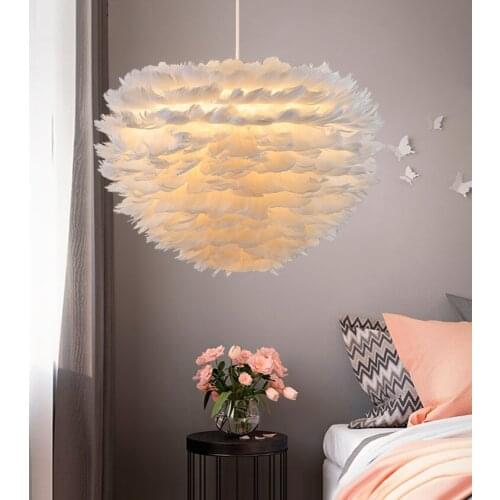Feather Hanglamp Pendant Lights Modern Nordic Hanging Lamp LED Light Fixtures Bedroom Living Room Iron Luminaire Suspendu Lamps