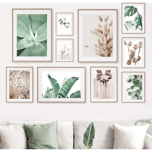 Beige Landscape Posters And Prints Grass Reeds Canvas Painting Banana Leaf Poster Sand Print Nordic Wall Pictures For Home Decor