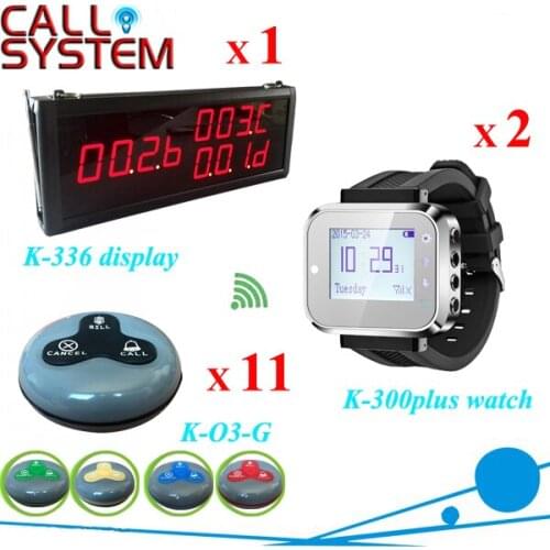 Waiter Buzzer Calling System 1 number display 2 watch pager 11 table transmitter for catering equipment