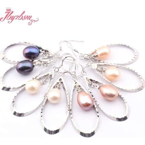8-9x9-10mm Natural Freshwater Pearl Tibetan Silver Dangle Earrings 1 Pair Fashion Jewelry Women Birthday Gift, Free Shipping